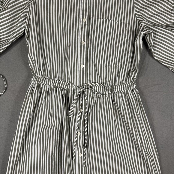 LOFT Striped Poplin Shirtdress Size 6 Tie Waist Mini Cotton - Picture 6 of 14